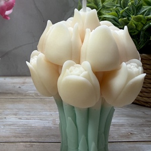 Tulipán csokor gyertya � tavaszi virágos dekoráció2, Otthon & Életmód, Gyertya, illat, aroma, Gyertya, Gyertya-, mécseskészítés, MESKA