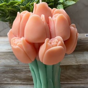 Tulipán csokor gyertya � tavaszi virágos dekoráció barack színben - otthon & életmód - gyertya, illat, aroma - gyertya - Meska.hu