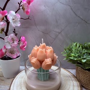 Tulipános gyertya üvegben - Meska.hu