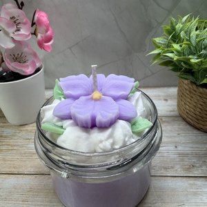 Lila orchideás habgyertya üvegben-2 - otthon & életmód - gyertya, illat, aroma - gyertya - Meska.hu