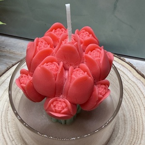  Tulipán csokor gyertya üvegben - piros  - otthon & életmód - gyertya, illat, aroma - gyertya - Meska.hu