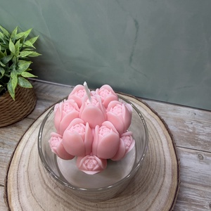 Rózsaszín tulipános üveges gyertya -3 - otthon & életmód - gyertya, illat, aroma - gyertya - Meska.hu