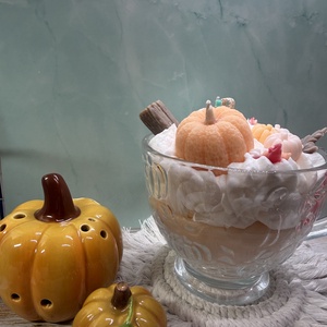 Pasztell őszi tökös desszertgyertya � különleges Halloween dekoráció  - otthon & életmód - gyertya, illat, aroma - gyertya - Meska.hu