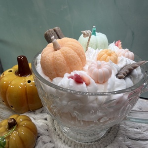 Pasztell őszi tökös desszertgyertya � különleges Halloween dekoráció  - otthon & életmód - gyertya, illat, aroma - gyertya - Meska.hu