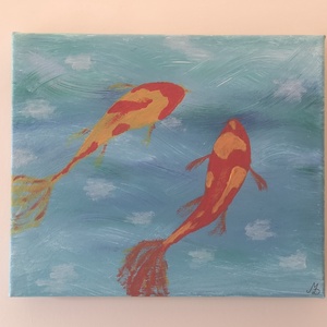 Koi ponty - feng shui - művészet - festmény - akril - Meska.hu
