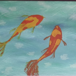 Koi ponty - feng shui, Művészet, Festmény, Akril, Festészet, MESKA