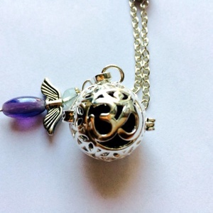 Angyalhívó csengő OM medállal, ametiszt féldrágakövekkel -  - Meska.hu