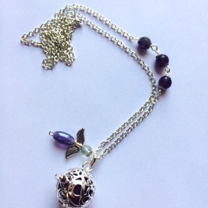 Angyalhívó csengő OM medállal, ametiszt féldrágakövekkel -  - Meska.hu