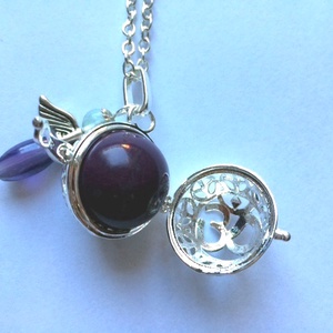 Angyalhívó csengő OM medállal, ametiszt féldrágakövekkel -  - Meska.hu