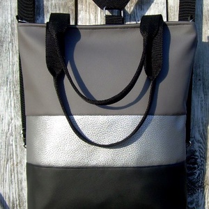 CITY BAG HÁTIZSÁK/OLDALTÁSKA/VÁLLTÁSKA : Fekete szürkével és antik ezüsttel - táska & tok - variálható táska - Meska.hu CITY BAG HÁTIZSÁK/OLDALTÁSKA/VÁLLTÁSKA : Fekete szürkével és antik ezüsttel - táska & tok - variálható táska - Meska.hu