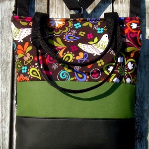 CITY BAG HÁTIZSÁK/OLDALTÁSKA/VÁLLTÁSKA : Folklór madárkák tavasziasan - táska & tok - variálható táska - Meska.hu