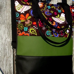 CITY BAG HÁTIZSÁK/OLDALTÁSKA/VÁLLTÁSKA : Folklór madárkák tavasziasan - táska & tok - variálható táska - Meska.hu