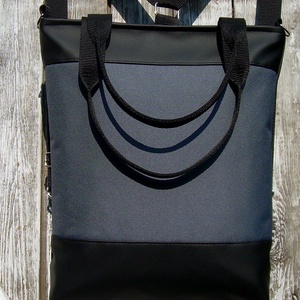 CITY BAG HÁTIZSÁK/OLDALTÁSKA/VÁLLTÁSKA : Fekete bőr cordurával  2. - táska & tok - hátizsák - hátizsák - Meska.hu