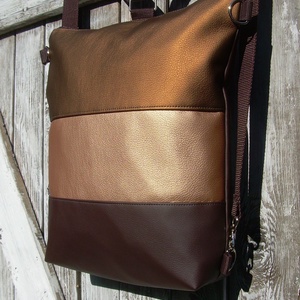 CITY BAG HÁTIZSÁK/OLDALTÁSKA : Bronzos elegancia barnával - táska & tok - hátizsák - hátizsák - Meska.hu
