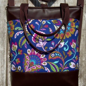 CITY BAG HÁTIZSÁK/OLDALTÁSKA/VÁLLTÁSKA : Virágos elegancia barnával - táska & tok - hátizsák - hátizsák - Meska.hu
