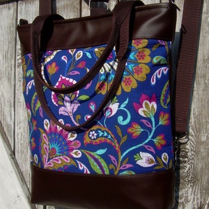 CITY BAG HÁTIZSÁK/OLDALTÁSKA/VÁLLTÁSKA : Virágos elegancia barnával - táska & tok - hátizsák - hátizsák - Meska.hu