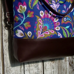 CITY BAG HÁTIZSÁK/OLDALTÁSKA/VÁLLTÁSKA : Virágos elegancia barnával - táska & tok - hátizsák - hátizsák - Meska.hu