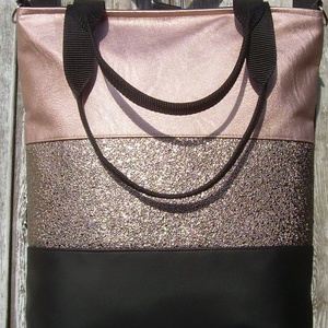 CITY BAG HÁTIZSÁK/OLDALTÁSKA/VÁLLTÁSKA : Metálos elegancia lazac rózsaszínnel 2. -  - Meska.hu