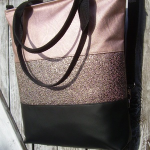 CITY BAG HÁTIZSÁK/OLDALTÁSKA/VÁLLTÁSKA : Metálos elegancia lazac rózsaszínnel 2. -  - Meska.hu