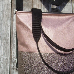CITY BAG HÁTIZSÁK/OLDALTÁSKA/VÁLLTÁSKA : Metálos elegancia lazac rózsaszínnel 2. -  - Meska.hu