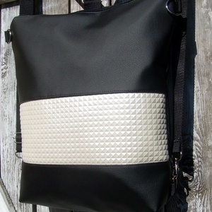 CITY BAG HÁTIZSÁK/OLDALTÁSKA : Fekete elegancia gyöngyházzal - táska & tok - hátizsák - hátizsák - Meska.hu