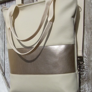CITY BAG HÁTIZSÁK/OLDALTÁSKA/VÁLLTÁSKA : Nyári elegancia metálos fényű bőrrel - táska & tok - hátizsák - hátizsák - Meska.hu