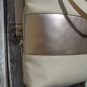 CITY BAG HÁTIZSÁK/OLDALTÁSKA/VÁLLTÁSKA : Nyári elegancia metálos fényű bőrrel - táska & tok - hátizsák - hátizsák - Meska.hu
