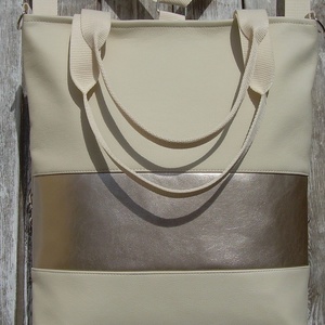 CITY BAG HÁTIZSÁK/OLDALTÁSKA/VÁLLTÁSKA : Nyári elegancia metálos fényű bőrrel - táska & tok - hátizsák - hátizsák - Meska.hu