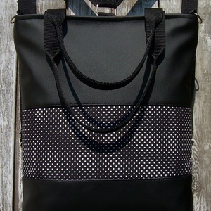 CITY BAG HÁTIZSÁK/OLDALTÁSKA/VÁLLTÁSKA : Fekete bőr pöttyökkel - táska & tok - variálható táska - Meska.hu CITY BAG HÁTIZSÁK/OLDALTÁSKA/VÁLLTÁSKA : Fekete bőr pöttyökkel - táska & tok - variálható táska - Meska.hu