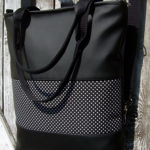 CITY BAG HÁTIZSÁK/OLDALTÁSKA/VÁLLTÁSKA : Fekete bőr pöttyökkel - táska & tok - variálható táska - Meska.hu CITY BAG HÁTIZSÁK/OLDALTÁSKA/VÁLLTÁSKA : Fekete bőr pöttyökkel - táska & tok - variálható táska - Meska.hu