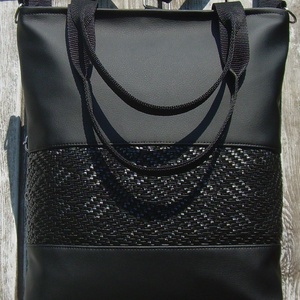 CITY BAG HÁTIZSÁK/OLDALTÁSKA/VÁLLTÁSKA : Fekete elegancia szőtt hatású bőrrel - táska & tok - hátizsák - Meska.hu CITY BAG HÁTIZSÁK/OLDALTÁSKA/VÁLLTÁSKA : Fekete elegancia szőtt hatású bőrrel - táska & tok - hátizsák - Meska.hu