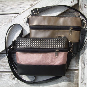 MINI CITY BAG : Metálos elegancia feketével 2. - táska & tok - kézitáska & válltáska - vállon átvethető táska - Meska.hu