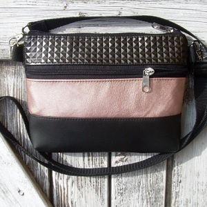 MINI CITY BAG : Metálos elegancia feketével 2. - táska & tok - kézitáska & válltáska - vállon átvethető táska - Meska.hu