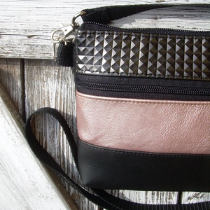 MINI CITY BAG : Metálos elegancia feketével 2. - táska & tok - kézitáska & válltáska - vállon átvethető táska - Meska.hu