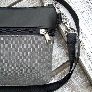 MINI CITY BAG/ÖVTÁSKA : Fekete szürke canvas vászonnal - táska & tok - övtáska - Meska.hu