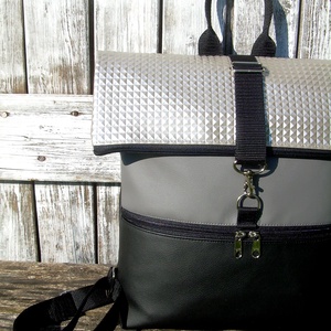  AKCIÓ ! - ROLL TOP CITY BAG : Metálos elegancia szürkével és feketével -  - Meska.hu