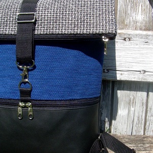  ROLL TOP CITY BAG : Variációk fekete bőrre és szövetre 4. - táska & tok - hátizsák - roll top hátizsák - Meska.hu