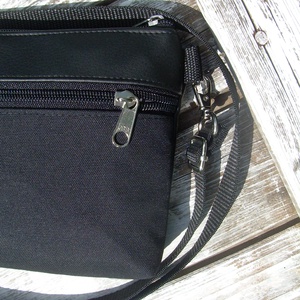  MINI CITY BAG : Fekete bőr cordurával - táska & tok - kézitáska & válltáska - vállon átvethető táska - Meska.hu