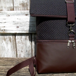   ROLL TOP CITY BAG : Variációk barna bőrre és szövetre 3. - táska & tok - hátizsák - roll top hátizsák - Meska.hu