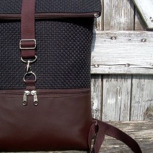   ROLL TOP CITY BAG : Variációk barna bőrre és szövetre 3. - táska & tok - hátizsák - roll top hátizsák - Meska.hu