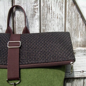  ROLL TOP CITY BAG : Variációk barna bőrre és szövetre 3. - táska & tok - hátizsák - roll top hátizsák - Meska.hu