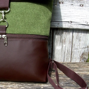  ROLL TOP CITY BAG : Variációk barna bőrre és szövetre 3. - táska & tok - hátizsák - roll top hátizsák - Meska.hu