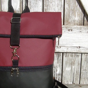  ROLL TOP CITY BAG : Variációk feketére és bordóra - táska & tok - hátizsák - hátizsák - Meska.hu