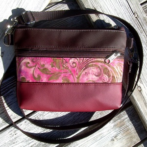 AKCIÓ!-KÉSZLETEN!- MINI CITY BAG/ÖVTÁSKA : Variációk batikra barna és bordó bőrrel 4. - táska & tok - övtáska - Meska.hu