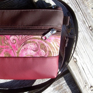 AKCIÓ!-KÉSZLETEN!- MINI CITY BAG/ÖVTÁSKA : Variációk batikra barna és bordó bőrrel 4. - táska & tok - övtáska - Meska.hu