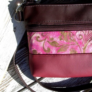 AKCIÓ!-KÉSZLETEN!- MINI CITY BAG/ÖVTÁSKA : Variációk batikra barna és bordó bőrrel 4. - táska & tok - övtáska - Meska.hu