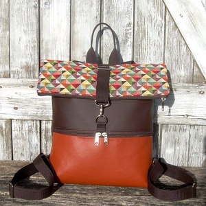   ROLL TOP CITY BAG : Variációk barna bőrre és gobelinre - Meska.hu