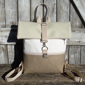   ROLL TOP CITY BAG : Variációk bézsre - táska & tok - hátizsák - roll top hátizsák - Meska.hu
