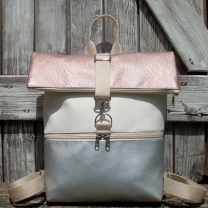   ROLL TOP CITY BAG : Metálos elegancia nyáriasan 2., Táska & Tok, Hátizsák, Roll top hátizsák, Varrás, Bőrművesség, MESKA