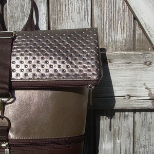   ROLL TOP CITY BAG : Metálos elegancia barnával - táska & tok - hátizsák - roll top hátizsák - Meska.hu